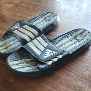 Adidas Black Slide Sandals with Textured Footbed